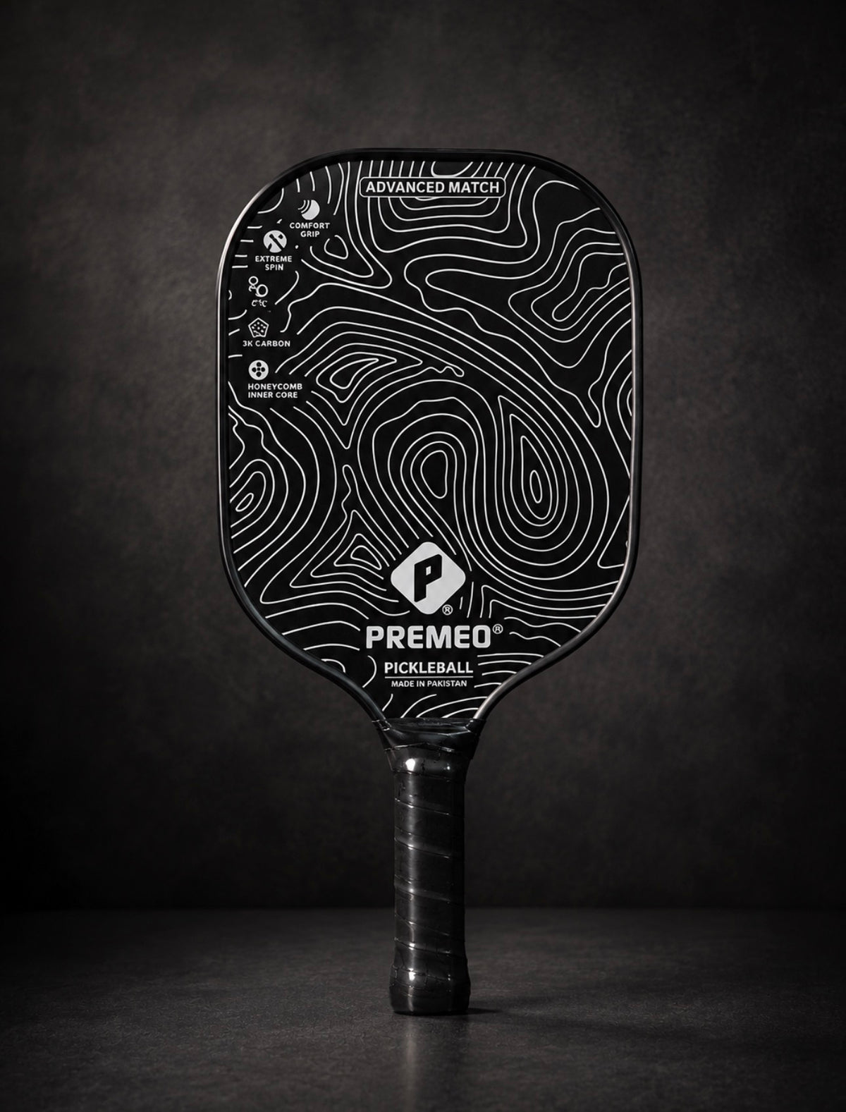 Premeo Advanced Match 3K Carbon Pickleball Racket | Premium Power & Control