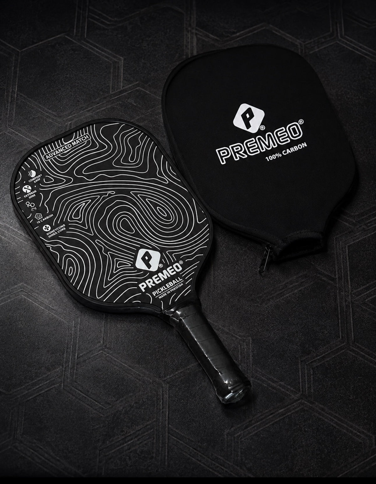 Premeo Advanced Match 3K Carbon Pickleball Racket | Premium Power & Control