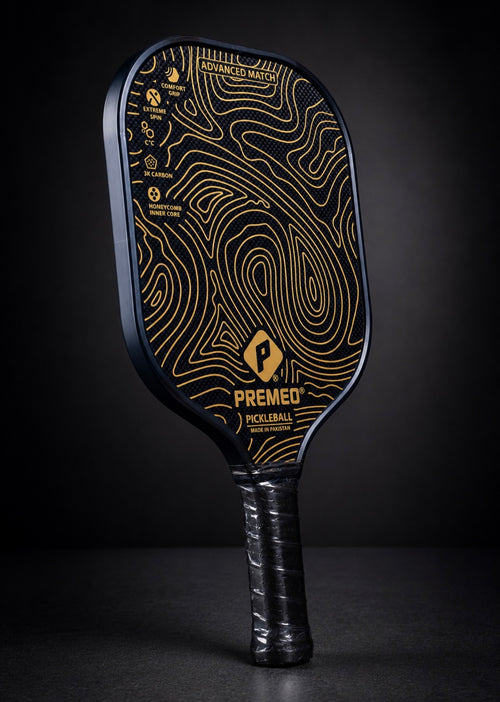 Premeo Advanced Match 3K Carbon Pickleball Racket | Gold | Premium Performance Racket