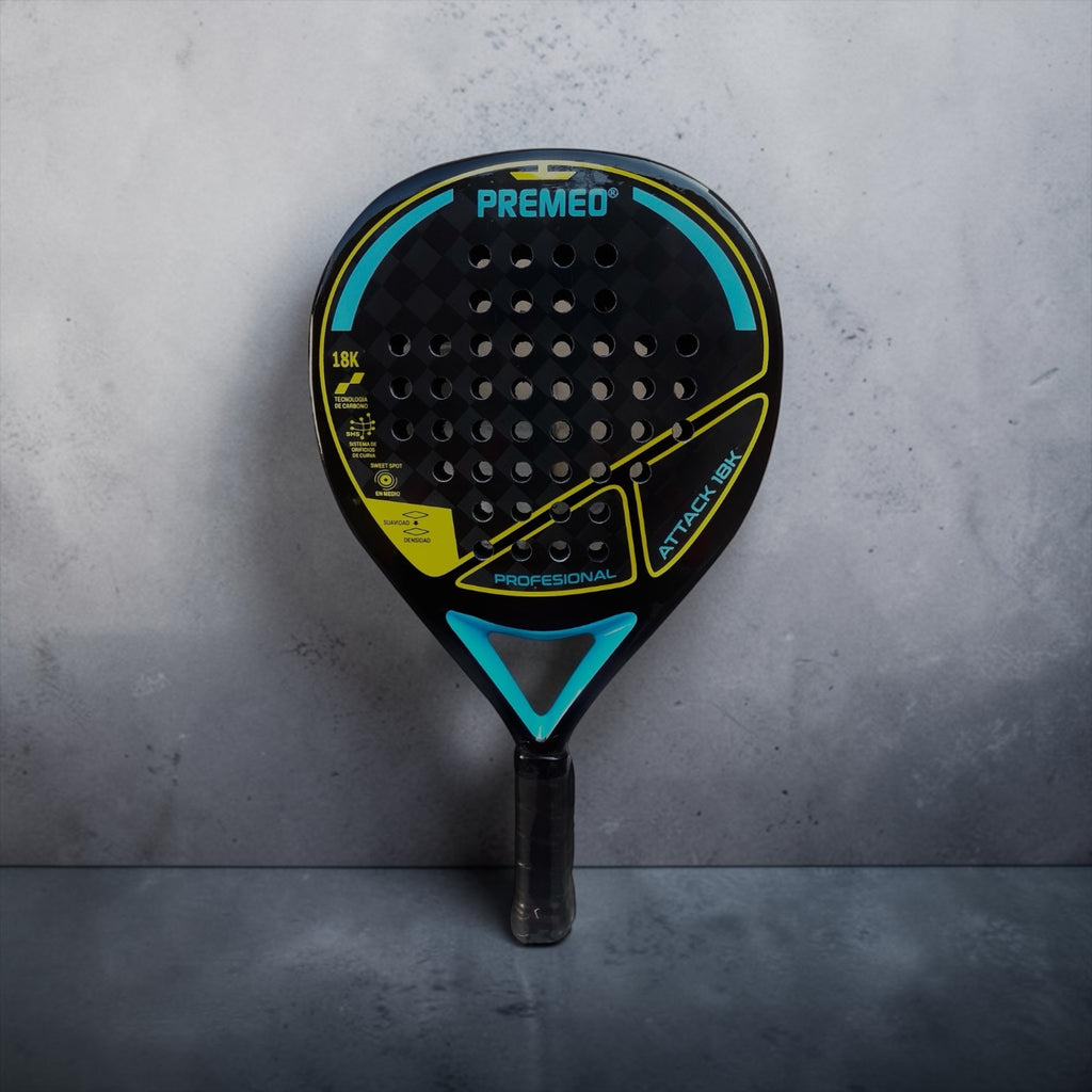 Premeo ATTACK 18K Carbon Padel Racket | Diamond Shape | Pro Performance