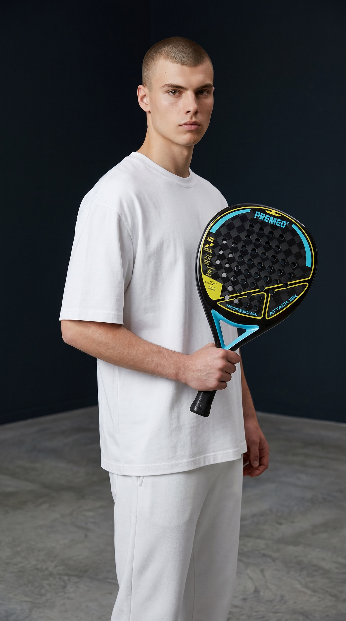 Premeo ATTACK 18K Carbon Padel Racket | Diamond Shape | Pro Performance